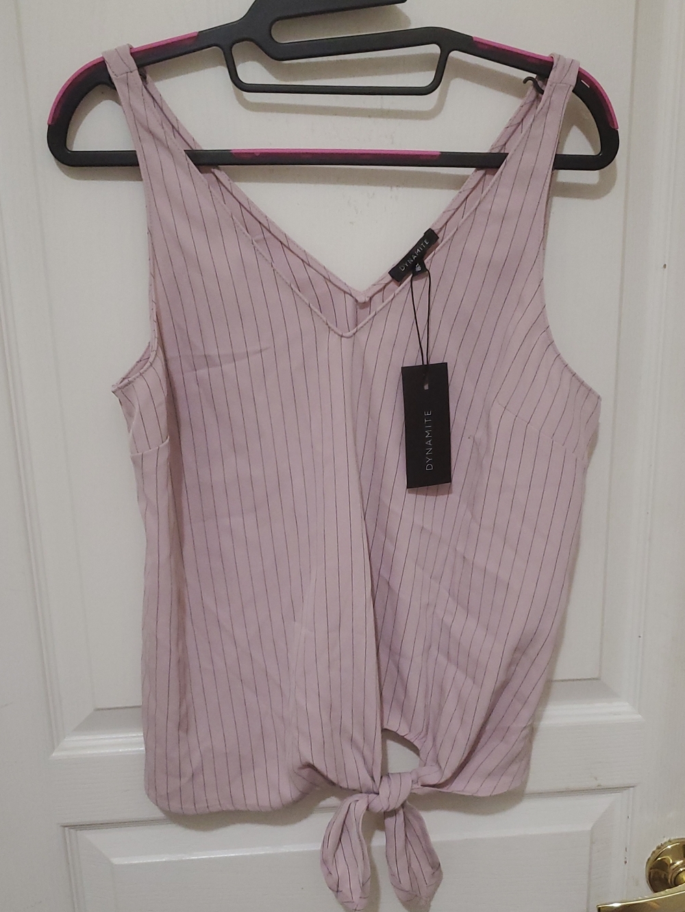 Dynamite Light Pink Pinstripe Tie-Front V-Neck Camisole US M